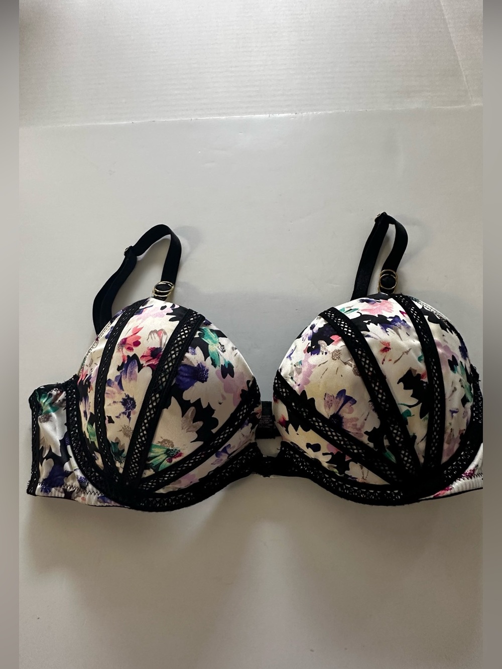 Victoria's Secret Black-Trim Floral Push-Up Bra